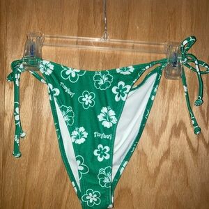 Playboy Green Floral Bikini Bottom with Side Ties